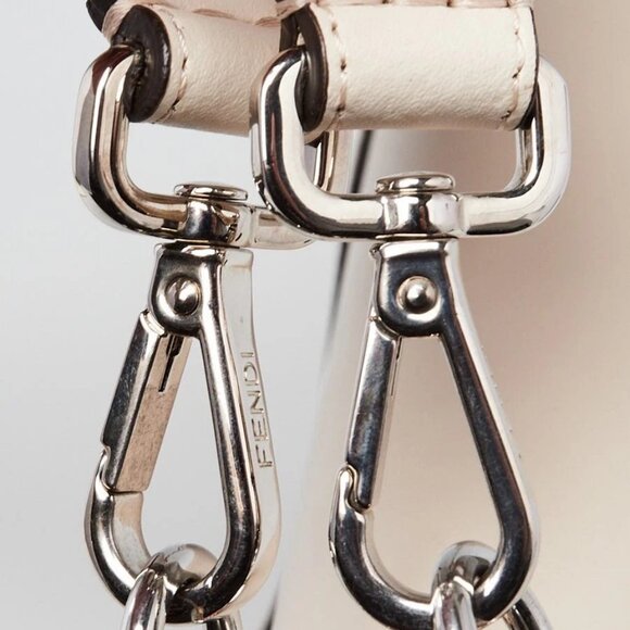 Fendi Light Beige/Pink Nappa Leather Bow Kan I Medium Shoulder Bag - Picture 11 of 12